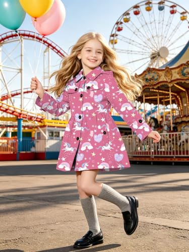 Image of SANGTREE Girl's Waterproof Trench Coat Hooded Lightweight Windbreaker Rain Jackets