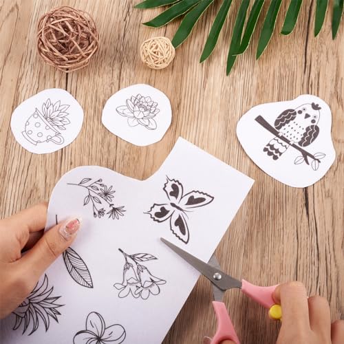 Image of Magibeads 60 Patterns Leaf Flower Bird Insect Water Soluble Embroidery Patterns Plant Bonsai Butterfly Spring Stick and Stitch Transfer Embroidery Paper for Adult Beginners Hand Sewing Starter Kit
