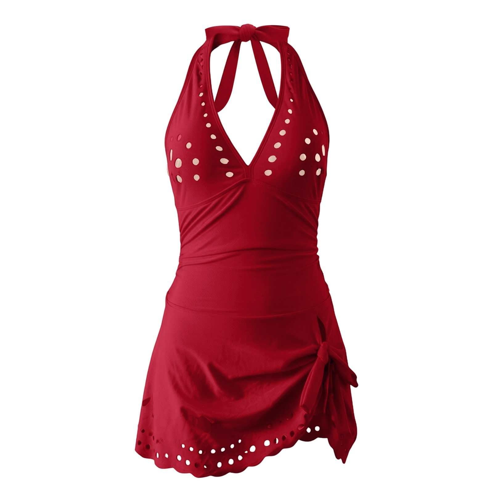 Generico Costume da Bagno Intero Donna Sexy Scollo a V Costumi da Mare Interi Curvy Push Up Imbottito Reggiseno Bikini Controllo della Pancia Beachwear Tankini Donna Mare