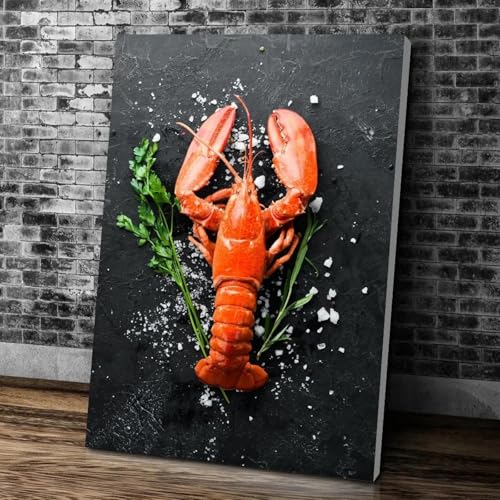 Toile murale cuisine steak homard 80x120 cm décoration restaurant
