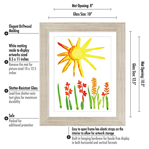 Image of Americanflat Kids Artwork Frame Changeable (Driftwood) - Magnetic Door Holds 100 Art Pieces - 8.5x11 Letter Size Display with Mat or 10x12.5 Without Mat - My Mini Masterpiece (Pack of 8)