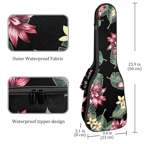JRHEJTHH Durable Ukulele Bag Water Resistent Ukulele Case with Adjustable Shoulders for 21 23 24 inch Thick Padding Beautiful Flowers - Les Beatles, Paul McCartney, John Lennon, RIngo Starr, George Harrison JRHEJTHH Durable Ukulele Bag Water Resistent Ukulele Case with Adjustable Shoulders for 21 23 24 inch Thick Padding Beautiful Flowers – Image 5