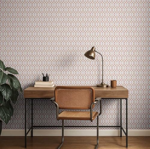 Papier peint géométrique hexagonal marron autocollant en vinyle texturé 63x152 cm pour chambre