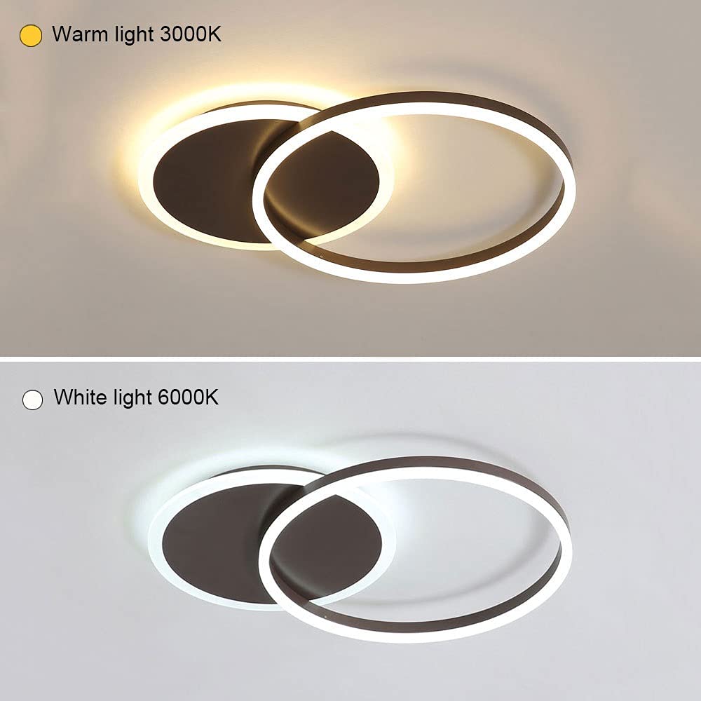 Lampadario A LED Moderno Con Telecomando – 36W 3060lm, 3 Colori E Dimmerabile Con Memoria, Plafoniera Anello Per Camerette, Soggiorno E Ufficio (Marrone, Bianco, Oro)
