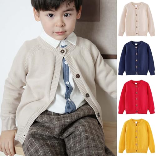 Girls Boys Knit Cardigan Sweater Long Sleeve Fall Winter Solid Color Cotton Button Open Front Coat 1-10T Casual Top4