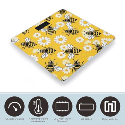 Báscula digital para baño con patrón Daisy Bee LCD 400 lb miniatura 3