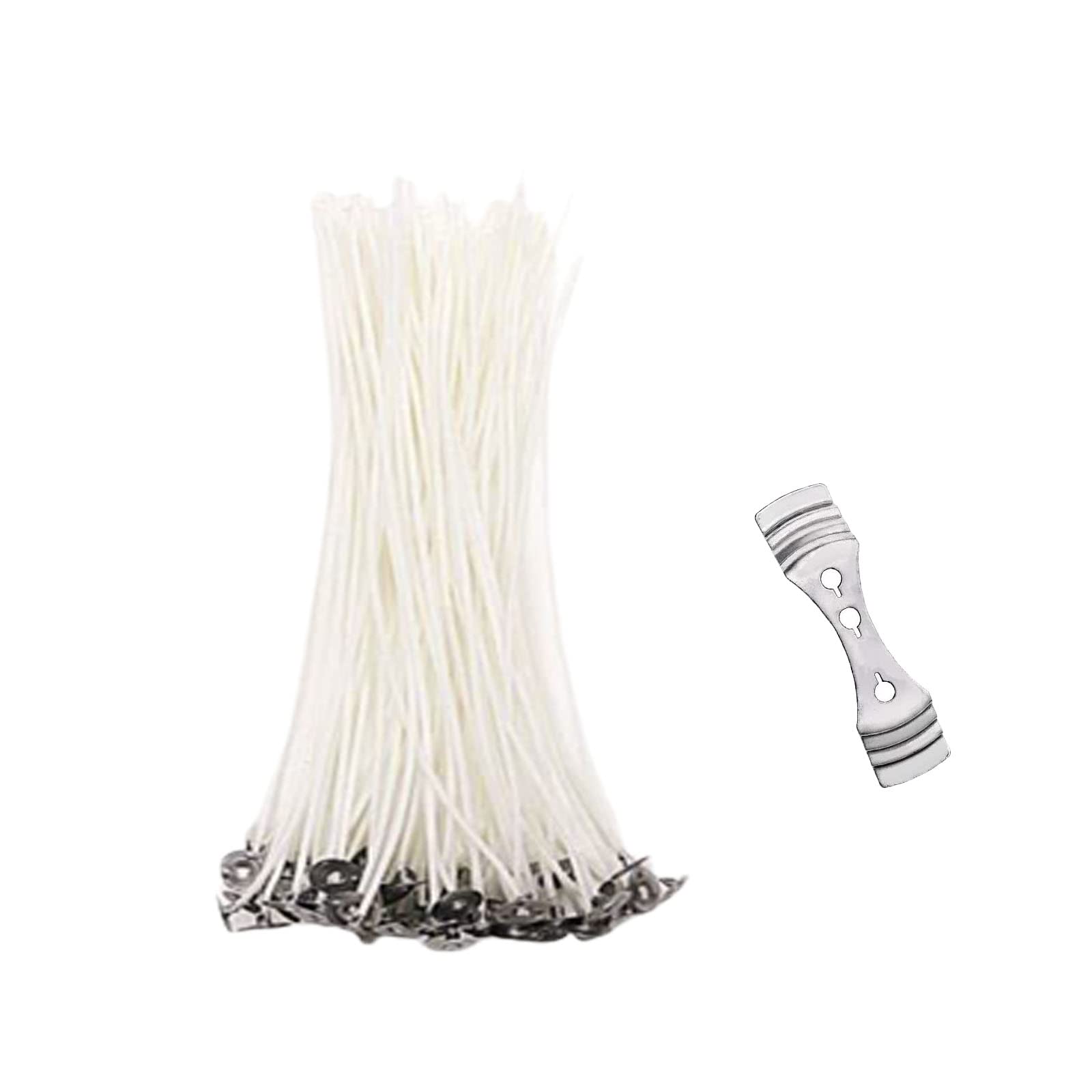 JCKD 100 White Candles With 3-Hole Metal Wick Holder (15cm Wick) Durable for DIY Candle Making Handicrafts
