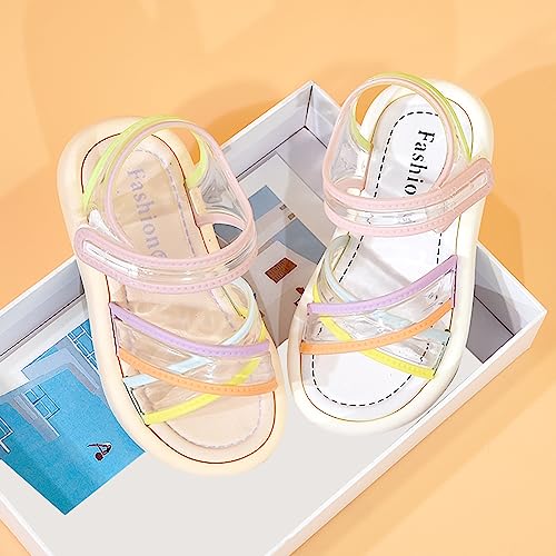 Girls Transparent Colorful Straps Straps Pvc Soft Bottom Anti Slip Sandals Beach Daily So So Shoes For Kids Size 11c3