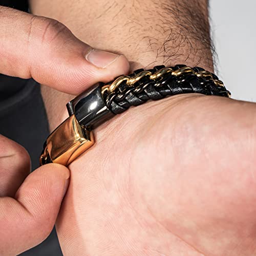SERASAR | Premium Genuine Leather Bracelet [Steel] for Men in Black | Magnetic Stainless Steel Clasp in Black, Silver and Gold | Exclusive Jewellery Box | Great Gift Idea4