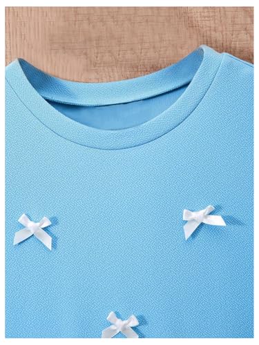 Verdusa Girl's Preppy Clothes Puff Short Sleeve Pleated Hem Loose Fit Cute Dresses3