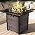 Propane Outdoor Fire Pit Table, 28" Rattan Square Fire Pit Table, Outdoor Gas FirePit W/Glass Wind Guard, Tempered Glass Tabletop, Lid, CSA Listed, 50,000 BTU, Outside Patio Deck & Garden, Brown