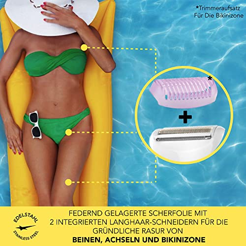 Carrera Classic Damenrasierer batteriebetrieben, Nass-Trockenrasur, Edelstahlklinge, 2 Langhaarschneider, Aufbewahrung - Image 5