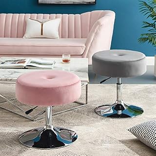 Art Leon Vanity Stool Large, Modern Velvet Upholstered Makeup Vanity Stool, Adjustable Height