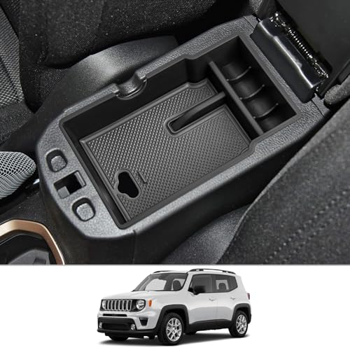 CDEFG Compatibile con Jeep Renegade 2015-2023 2024 Vano Portaoggetti da Bracciolo Scatola di Controllo Centrale Scatola di Immagazzinaggio Renegade Organizer con Tappetino Renegade 2023 Accessori