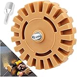 AConnet Decal Remover Eraser Wheel 4 Inch Rubber Eraser Wheel Sticker Adhesive Remover with Drill Adapter Sticker Remover Tool for Removing Pinstripe, Vinyl Decal, Graphics from Cars, Boats（1 Pack）