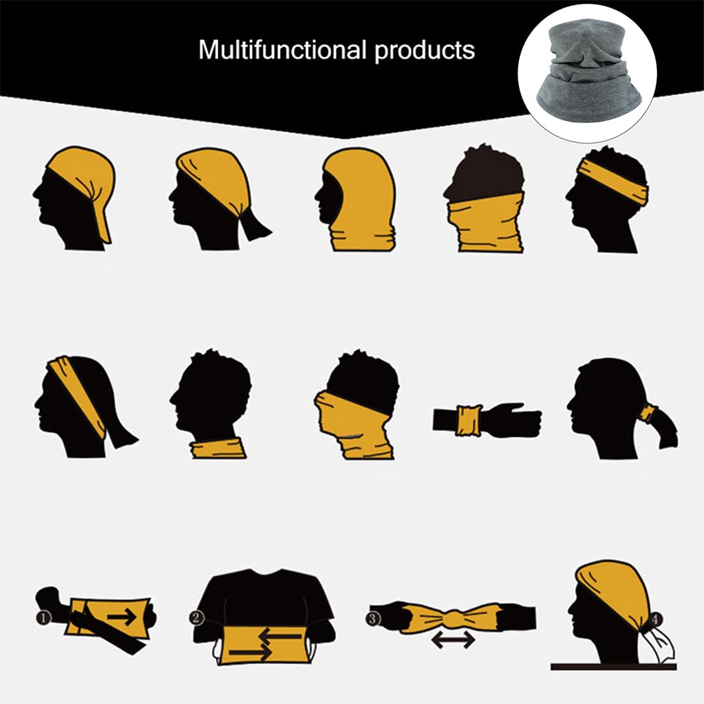 Braga Cuello para Hombre Mujer,Multifunción Bufand Bandana,Elasticidad Multifunción Bufanda,Gris Oscuro Multifuncional Braga Cuello Moto Calentador de Cuello Mascarilla para Adultos Moto/Esquí/Deporte