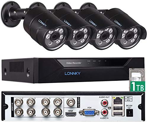 Überwachungskamera Set 8CH 1080P Videoüberwachung 5-in-1 DVR Recorder 4 X 1080P Überwachungssystem für Innen und außen Bereich Nachtsicht bis