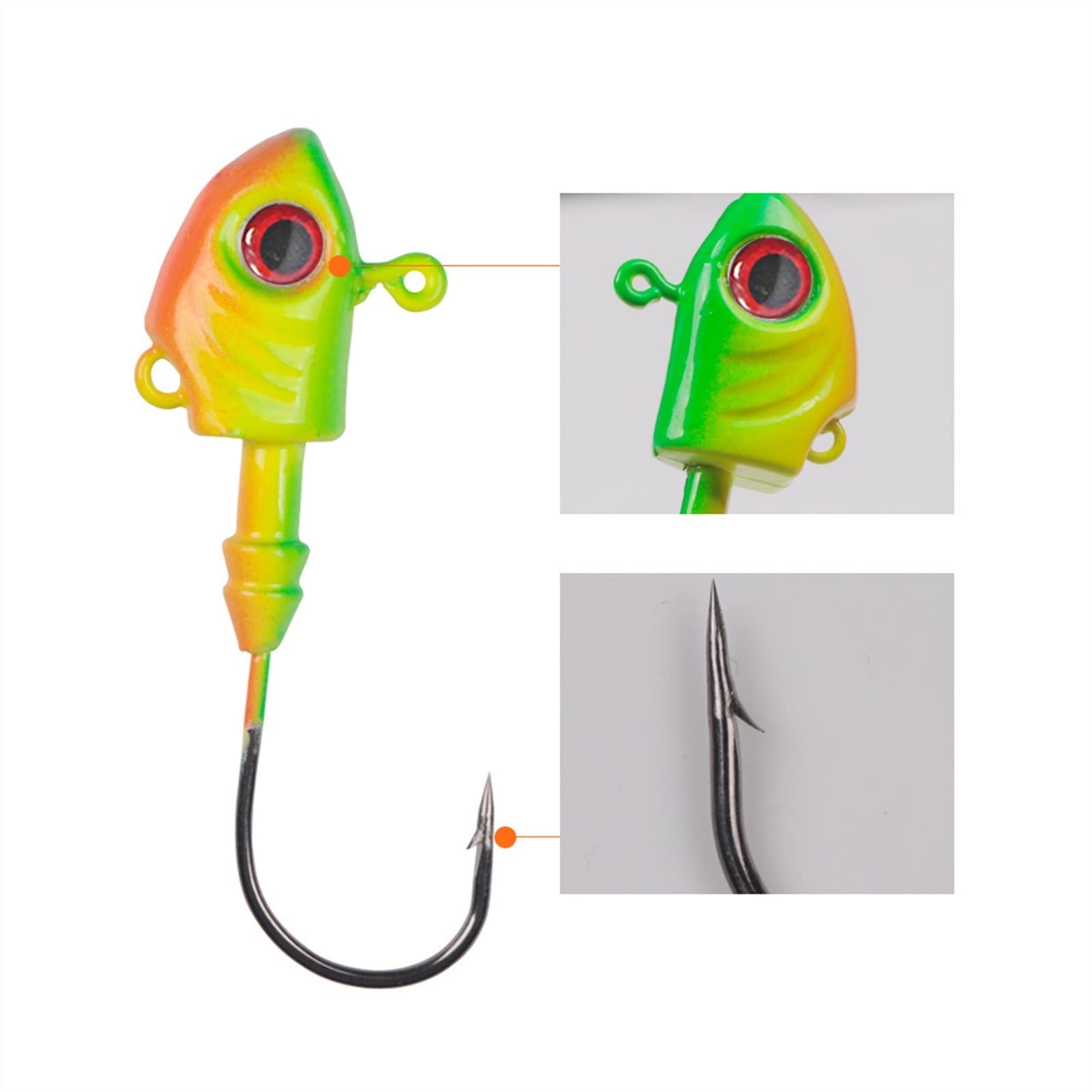 Amo da pesca 3 pz/4 pezzi amo da pesca 7 g 10 g 14 g 20 g 28 g testa di pesce ami spinato occhi 3D occhi salata spigola pesce gancio circolare (colore: 3 pezzi 20 g)