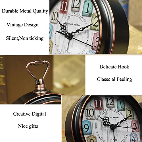 Small Clocks Analog For Desk,Silent Battery Operated Tabletop Table Decorative Clock Non Ticking 5.5 Inch(Bronze) #TOP5