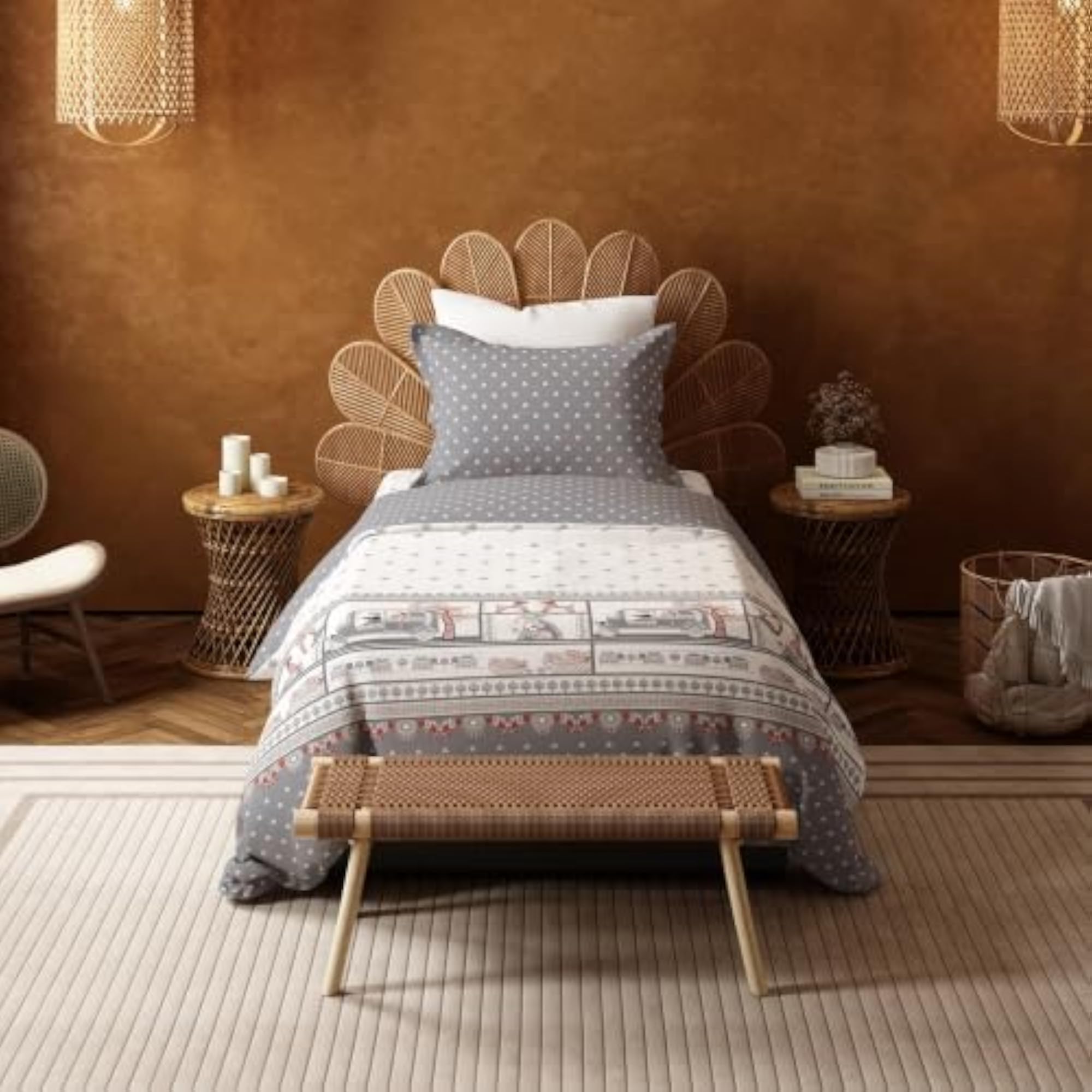 Bedsheet for Single Bed, 100% Cotton Flatsheet with Pillow Cover