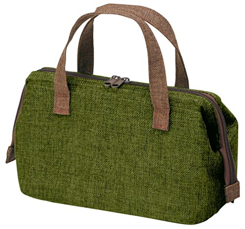 スケーター 麻風 保冷 がま口 ランチバッグ 弁当バック 和 モダン 抹茶 KGAJ1