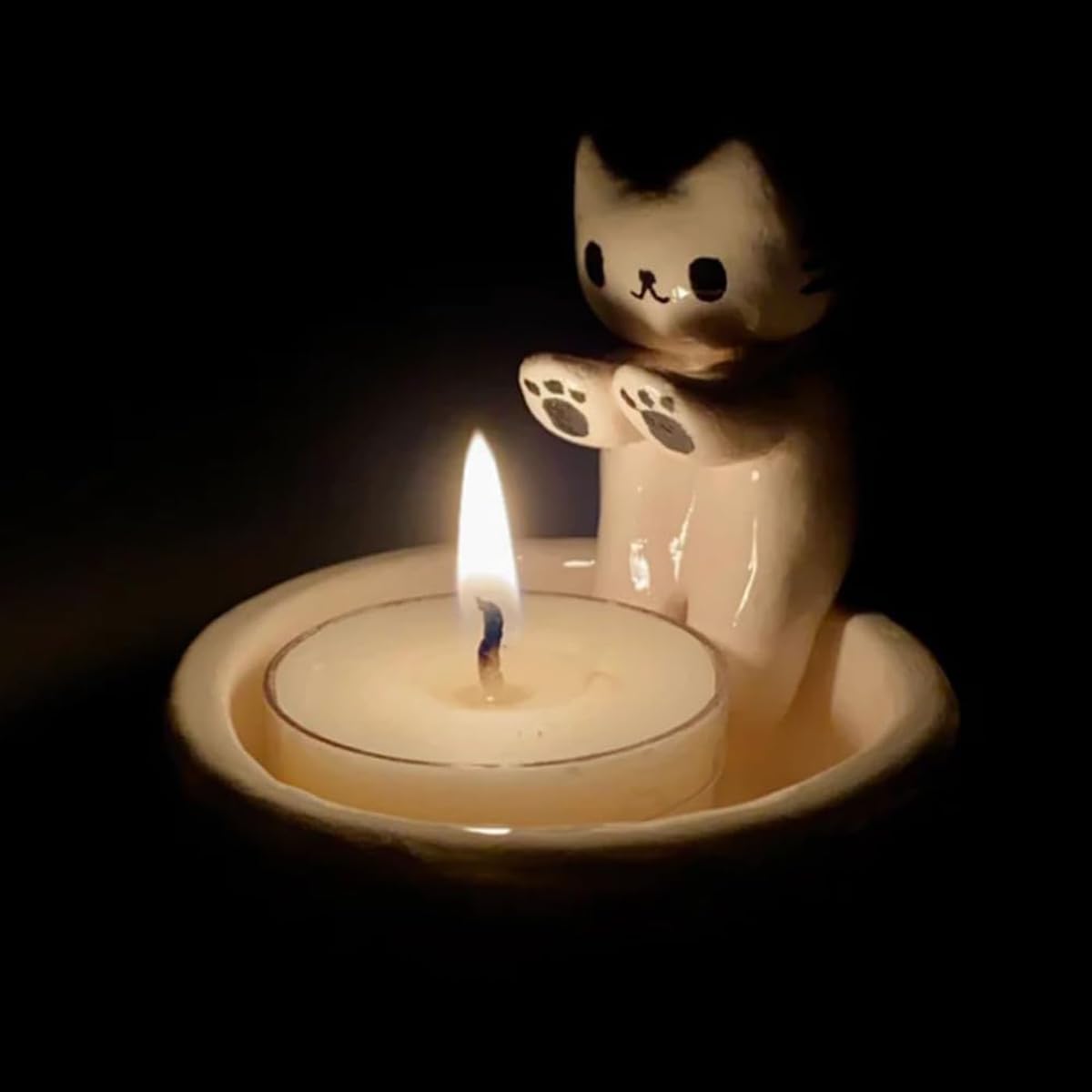 Amazon.co.jp: 子猫のキャンドルホルダー 足を温める 猫 キャンドル