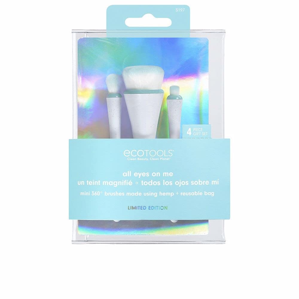 EcoToolsLimited Edition All Eyes on Me Makeup Brush Holiday Kit, Stocking Stuffer, Premium Makeup Brushes, Travel Sized Mini Brushes, 5 Piece Gift Set