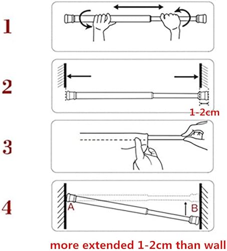 Miniatura 3 de Barra de cortina de tensión de resorte, elástica, sin necesidad de tornillos, barras de cortina de ducha sin taladro, barra de armario (29.5-41.5