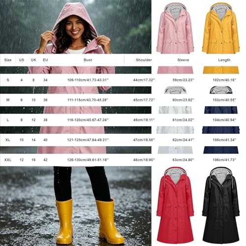 Abrigo a prueba de viento con capucha impermeable y transpirable de longitud extendida para mujer 3