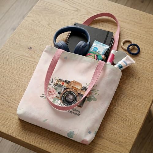 Image of Cotton Tote Bag for Women | Tote Bag with Zipper | Canvas College bag for Girls | Korean Sling Bag | Stylish Travel Sling & Handbag for Daily Use