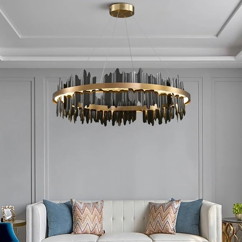 Lustre de plafond moderne blanc froid 60cm éclairage salon et cuisine
