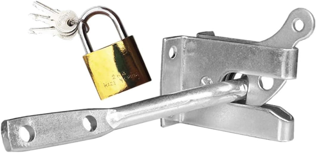 Gate Locks Kit with Automatic Locking Mechanism, Carbon Steel Fence Door Latch for Outdoor Gates and Pet Enclosures, Stable and Firm Farm Fence Lock