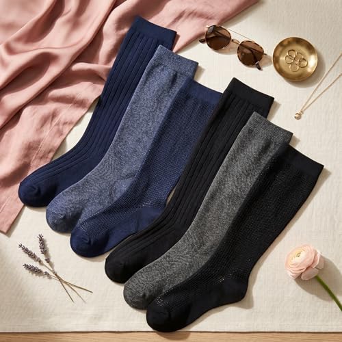 Image of Tipi Toe Women's Knee High Socks 6 Pack - Colorful Funky Patterned Long Socks, Soft & Comfortable Everyday Wear