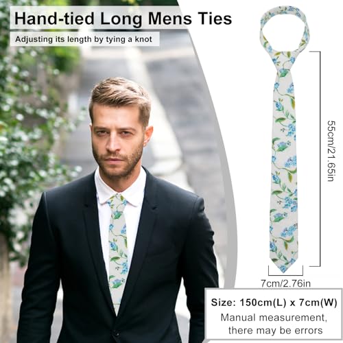 Image of Luckyvestir Mens Ties, Sage /Dusty Blue /Pink Floral Ties for Men, 2.76 inch Cotton Flower Necktie for Wedding /Groomsmen /Party