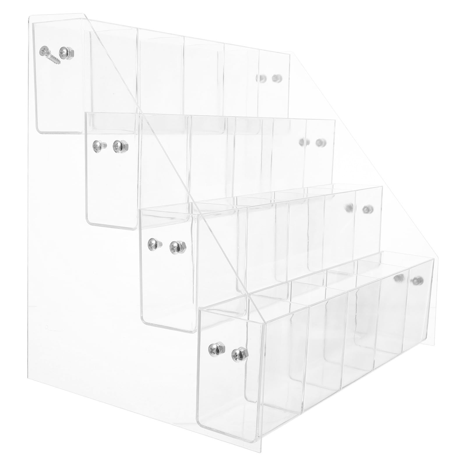 Lurrose Portalápices Acrílico Transparente de 4 Niveles Diseño de Ángulo Recto y Base Estable, Organizador Multifuncional para Lápices y Herramientas de Escritura en Oficina o Escuela