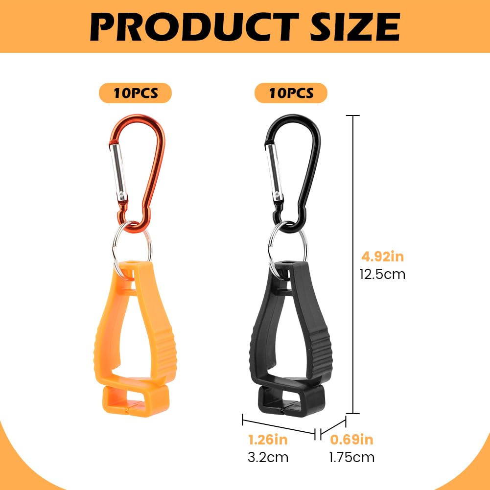 20 clips para guantes de trabajo, clip de seguridad de trabajo, gancho de seguridad para el trabajo, agarrador de guantes, cinturón, gafas, cascos, gancho de abrazadera (10 unidades, negro, 10