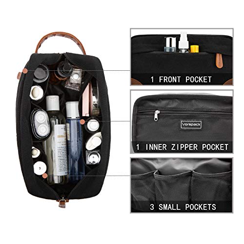 Vorspack-Toiletry-Bag-Hanging-Dopp-Kit-for-Men-Water-Resistant-Canvas-Shaving-Bag-with-Large-Capacity-for-Travel-Black