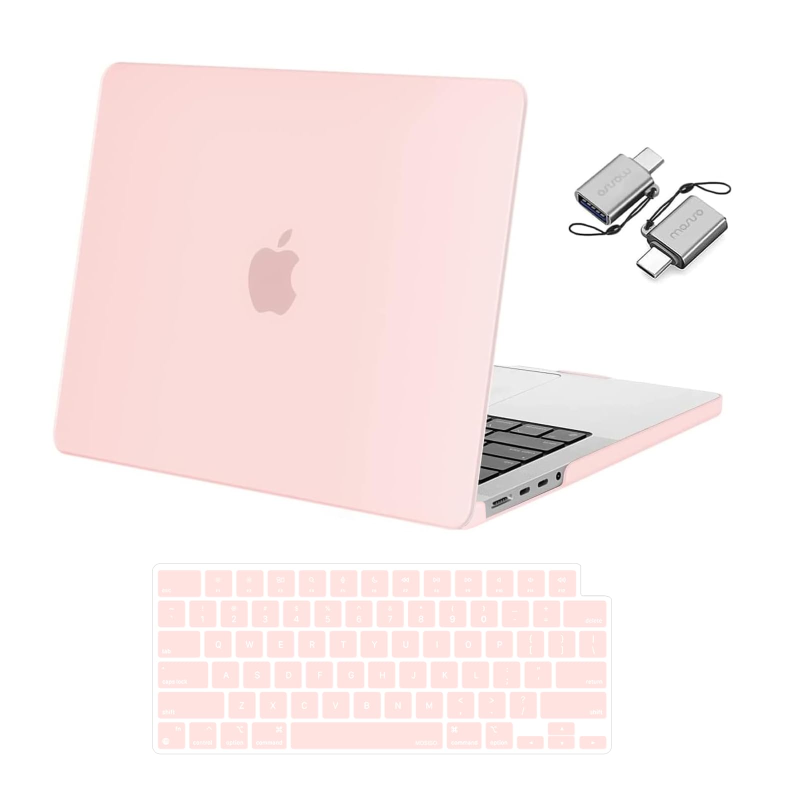 MOSISO Compatible with MacBook Pro 14 inch Case 2025 2024 2023 2022 2021 M4 M3 M2 M1 A3112 A3185 A3401 A2918 A2992 A2779 A2442 Pro Max, Plastic Hard Shell Case&Keyboard Cover&Type C, Chalk Pink
