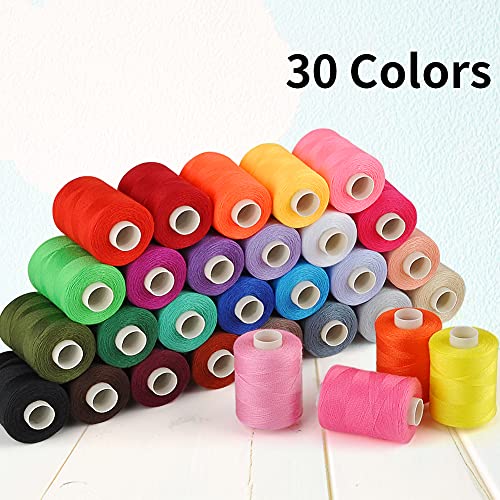 Sewing Threads Kits, 30 Colors 1000 Yards Per Spools, Polyester Sewing Thread For Hand And Machine Sewing #TOP3