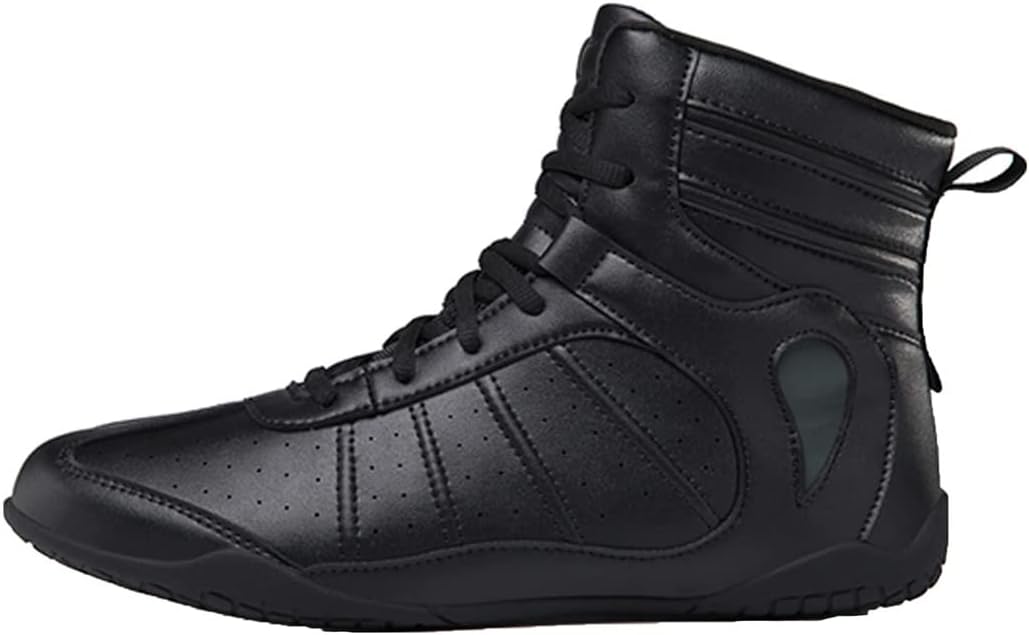 Men's Wrestling Shoe, Extra Wide Bodybuilding Weightlifting Wrestling Shoes Breathable Kickboxing Sparring Trainers Leather Boxing Boots for Boy Youth