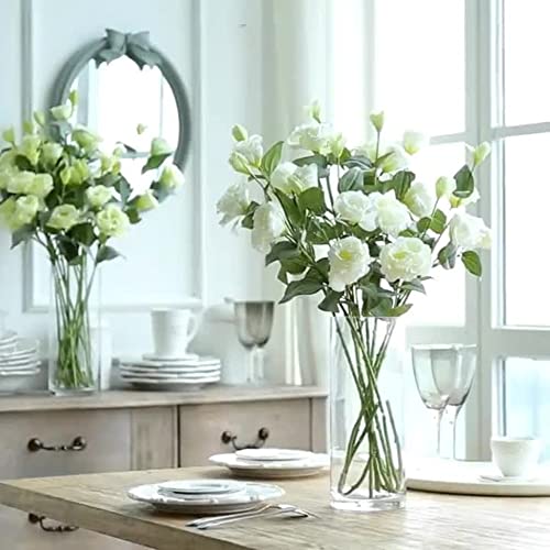 Xzjmy 4 Branch 3 Heads Artificial Flowers Bouquet,Eustoma Lisianthus Flowers,Silk Flowers Flower Arrangement Accessories Faux Plastic Flower For Diy Wedding Party Home Decor thumb #1