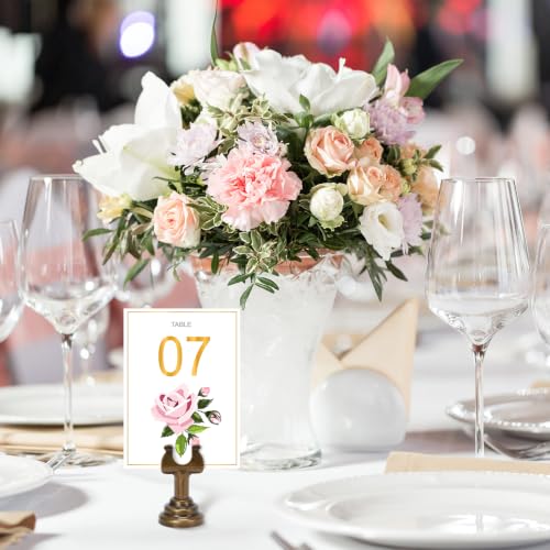 Image of 24 Pcs Bronze Metal Table Number Holders 1.8 Inch Mini Wedding Place Card Holders Bulk Harp Clip Table Sign Stands Card Holder for Memo Notes Menu Wedding Restaurant Birthday Decor