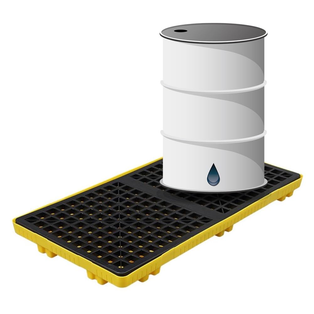 JKJZSALJ Modular Spill Containment Pallet, Heavy-Duty Anti-Leakage Platforms With Grating, 120X120Cm & 120X60Cm For Safe Liquid Storage & Spill Protection,Yellow,120 * 60 * 10cm