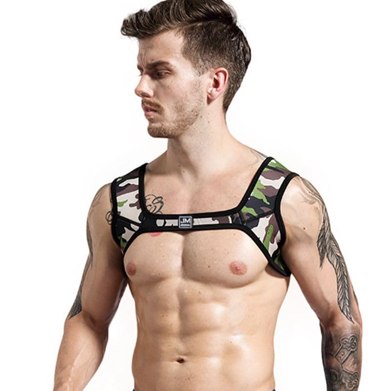 JOCKMAIL Men's Chest Harness Shoulder Men's Neoprene Chest Harness Fitness Harness Shoulder Protection, camouflage, L - XL