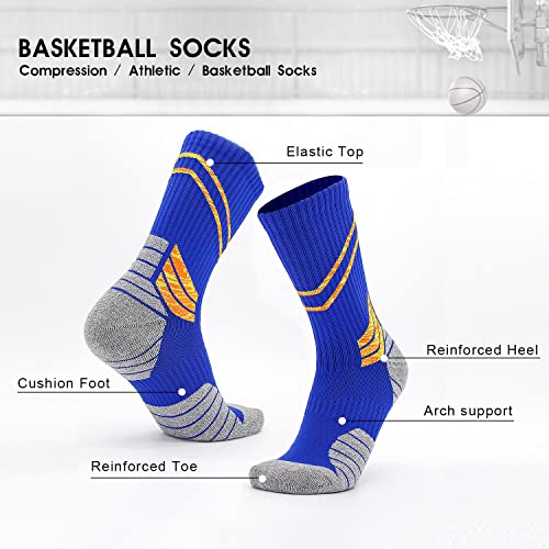 Goqcn Youth Boys Elite Basketball Tie Dye Socks Colorful Cushion Athletic Compression Outdoor Ankle Crew Socks Hiking Running Soccer For Mens Womens Girls, 6-12 #TOP3