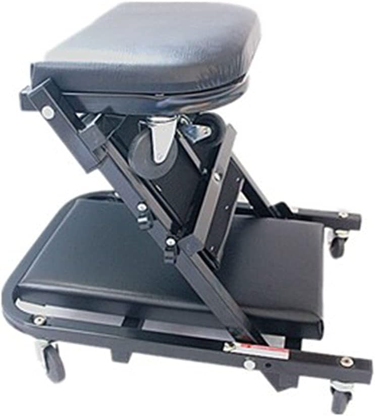 2-in-1 Folding Mechanics Car Creeper,40-inch Heavy Duty Convertible Stool Crawler Board with 6 Rotatable Wheels,Creeper for Auto Repair Shop (Color : Red)