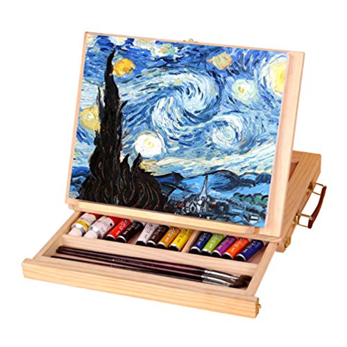 Exceart — Suporte de mesa com cavalete de madeira ajustável para artistas, cavalete portátil e dobrá