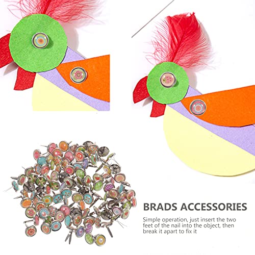 Amosfun 100Pcs Mini Brads Metal Scrapbooking Brads Paper Fasteners For Diy Crafts 9Mm #TOP23