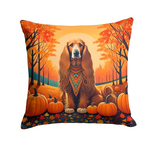 Caroline's Treasures DAC1002PW1818 Afghan Hound Fall Fabric Decorative Pillow Machine Washable, Indoor Outdoor Decorative Pillow for Couch, Bed or Patio, 18Hx18W