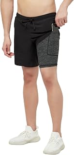 2 in 1 Running Sports Shorts for Men with Mobile Phone Pocket - Quick Dry & Lightweight Moisture-Wicking Active Wear, Gym Shorts for Men Workout - Double Layer Half Pant with Inner Tights